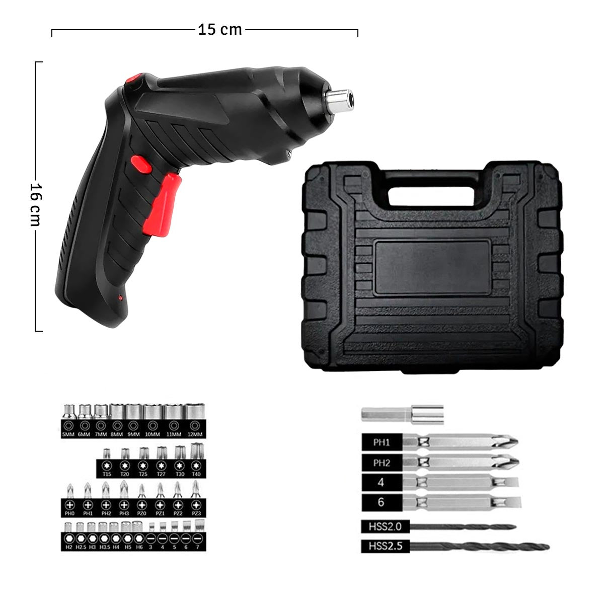 Atornillador Eléctrico Compacto Recargable Pro